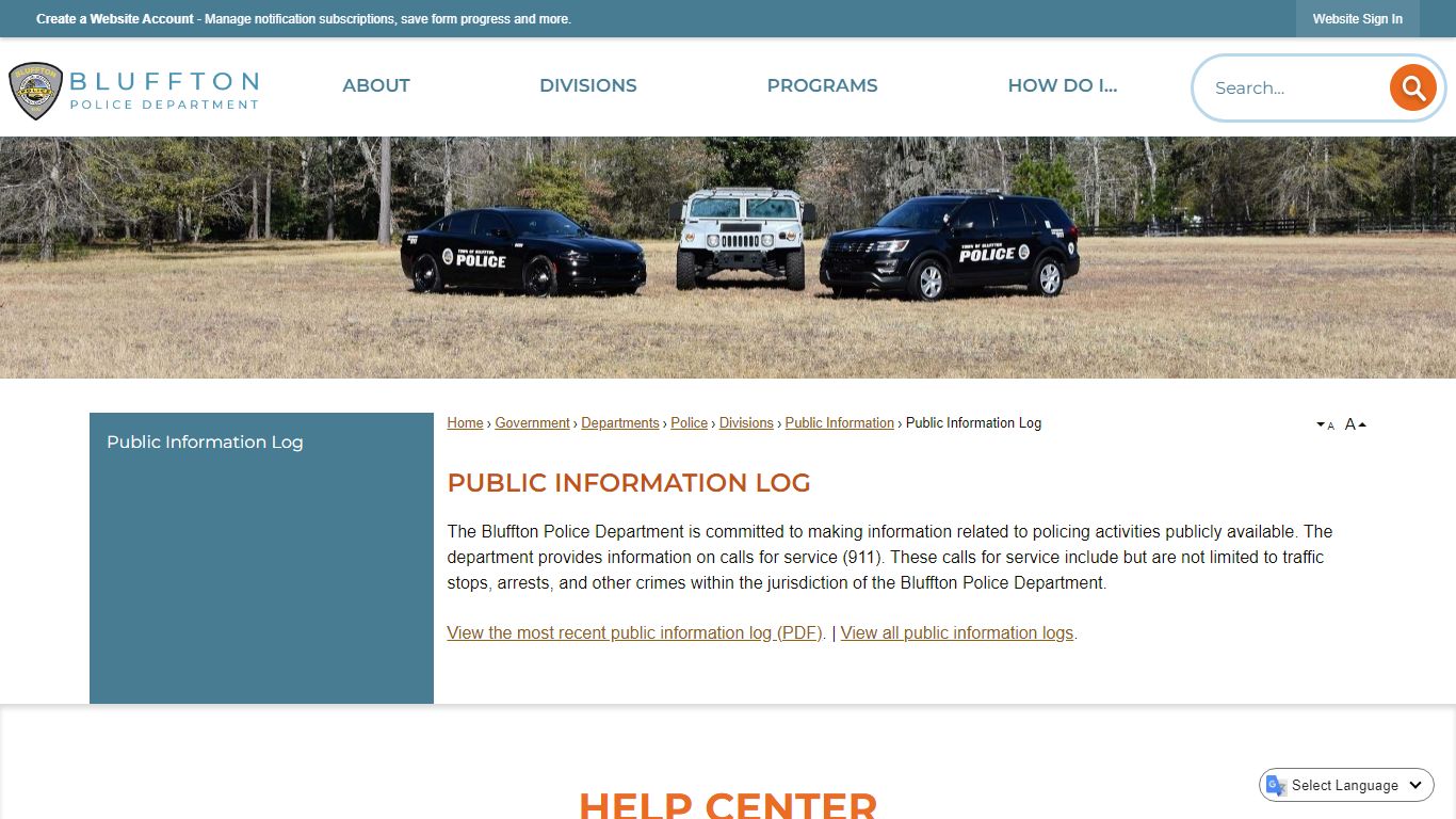 Public Information Log | Bluffton, SC - South Carolina